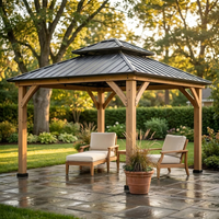 10' X 12' Wooden Gazebo,Patio Hardtop Gazebo Wood,Diy Color Permanent Pavilion with Galvanized Steel Double Metal Roof for Backyard, Deck(Windproof, Snow-Load Bearing, Waterproof, Rustproof) — Studio Shot