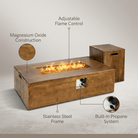 2 Piece Outdoor Propane Fire Pit Table Set — infographic