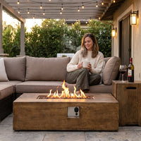 2 Piece Outdoor Propane Fire Pit Table Set — Lifestyle