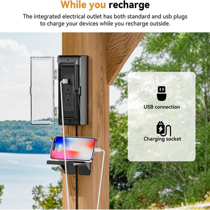 Modern Shade Grill Gazebo 6' X 8', Cedar Wood Gazebo with USB and USB-C Charging Ports, Outdoor Bar with Galvanized Steel Roof, Shelves and Paper Towel Holder, Patio Bars for Backyard