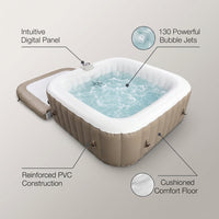 6-Person 130-Jet Inflatable Hot Tub with Cover — infographic
