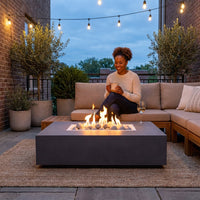 Concrete Fire Pit Table - Rectangular — Lifestyle