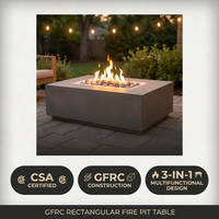 Concrete Fire Pit Table Engineered for Year-Round Use, Rectangular Design, Ceramic Wind Guard, Multi-Function — Results & Stats