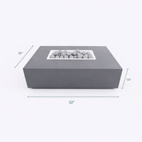Fire Pit Table Engineered for Year-Round Use, Rectangular Concrete Design, Ceramic Wind Guard, Multi-Function